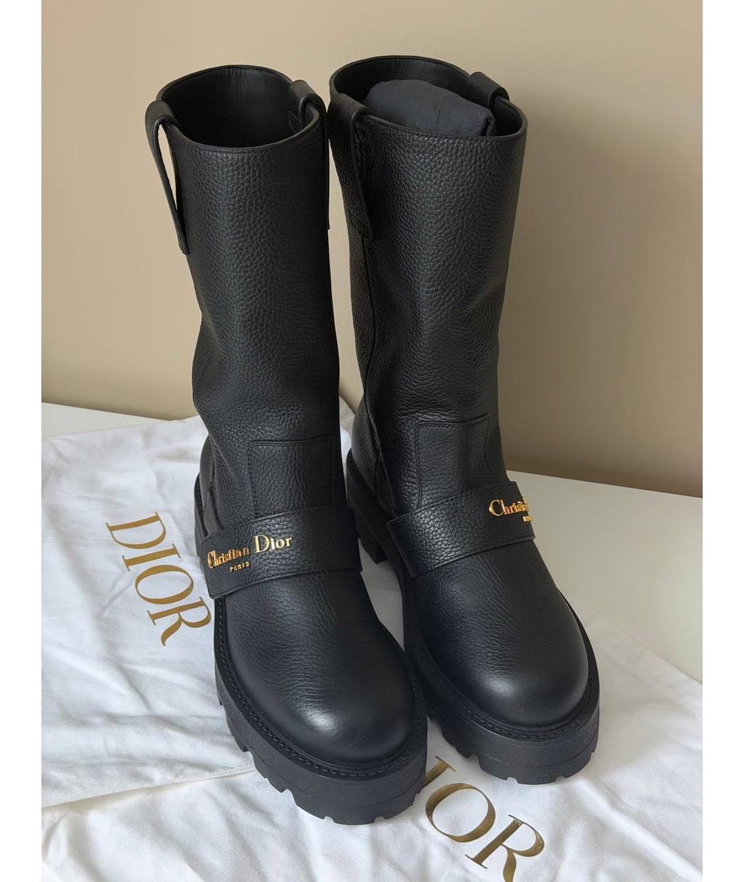 CHRISTIAN DIOR Черные кожаные сапоги, фото 3