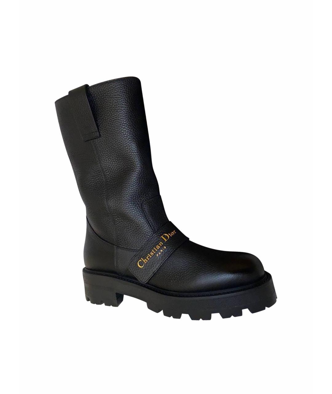 CHRISTIAN DIOR Черные кожаные сапоги, фото 6