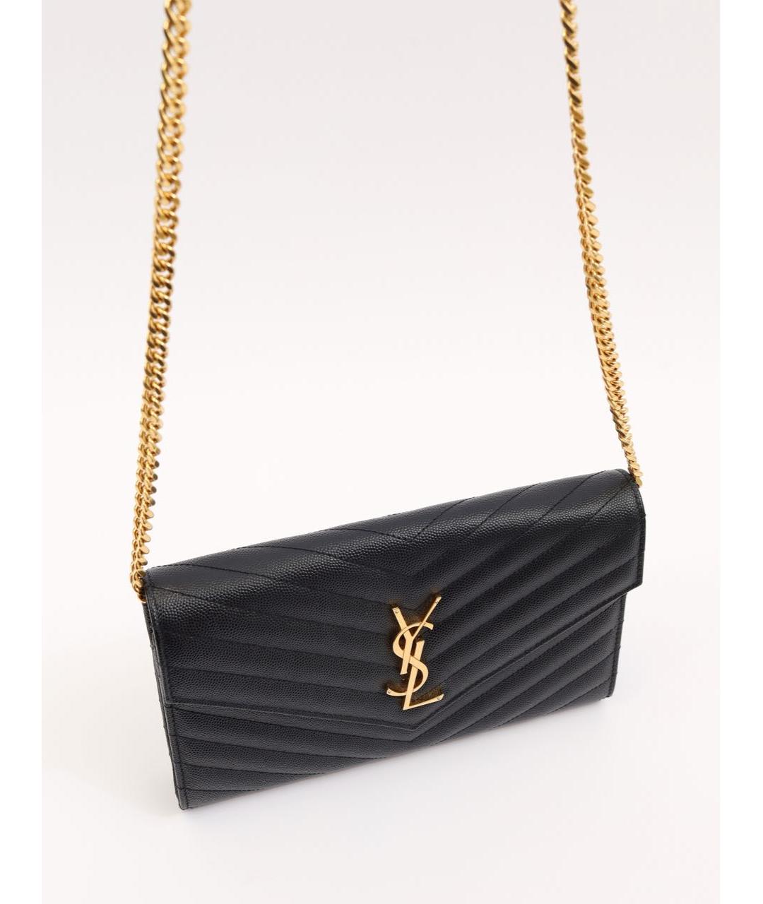 SAINT LAURENT Черная кожаная сумка через плечо, фото 4