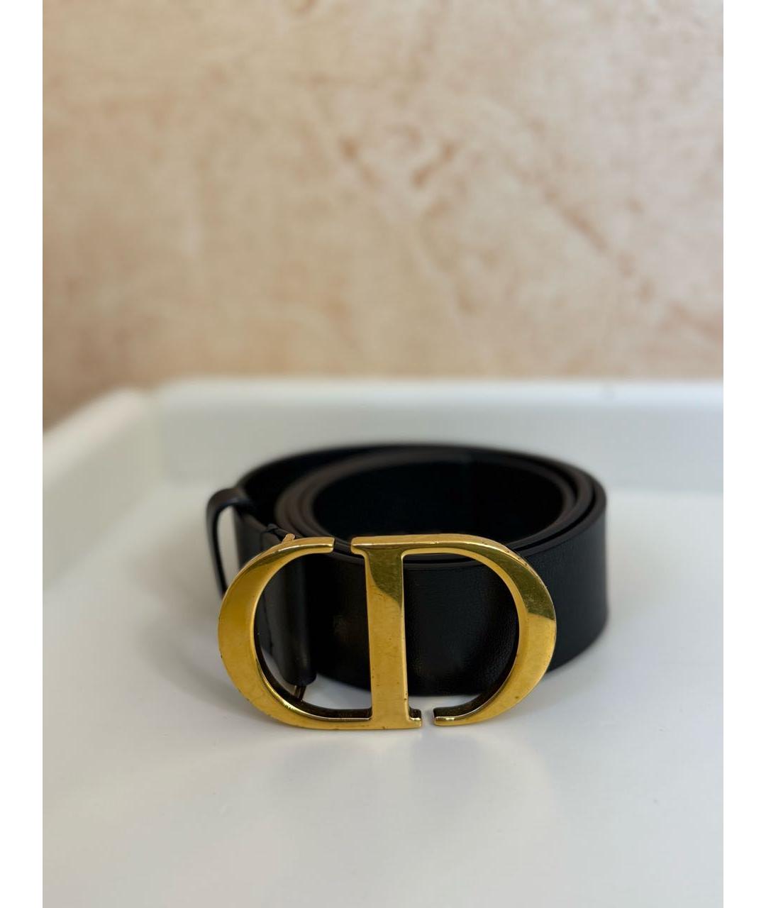 CHRISTIAN DIOR Черный кожаный ремень, фото 5