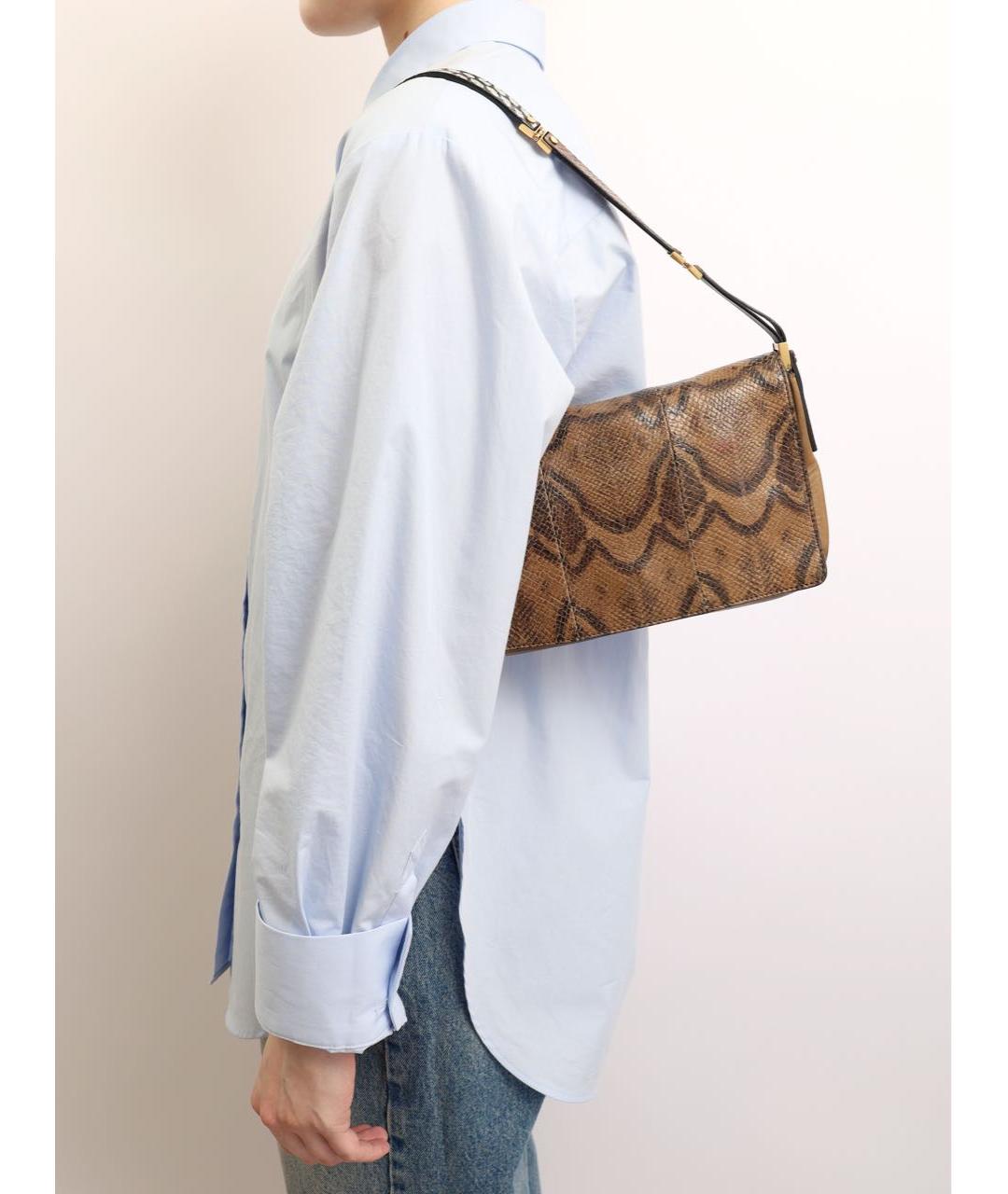 CELINE Бежевая сумка через плечо из экзотической кожи, фото 3