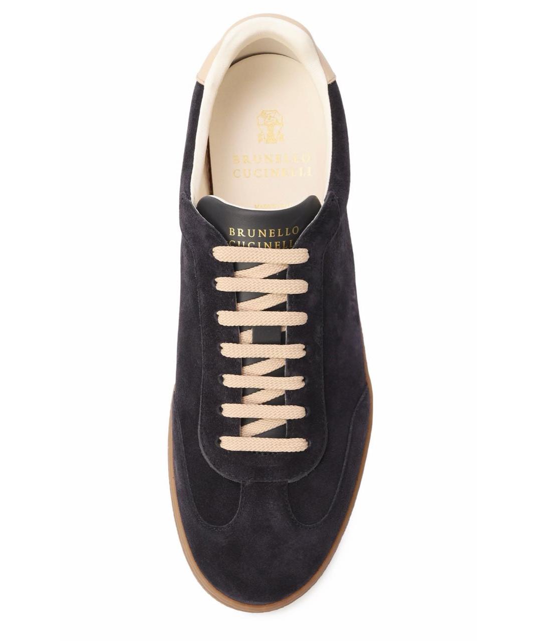 BRUNELLO CUCINELLI Темно-синие замшевые низкие кроссовки / кеды, фото 2