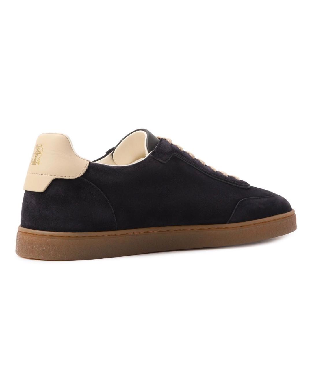 BRUNELLO CUCINELLI Темно-синие замшевые низкие кроссовки / кеды, фото 6