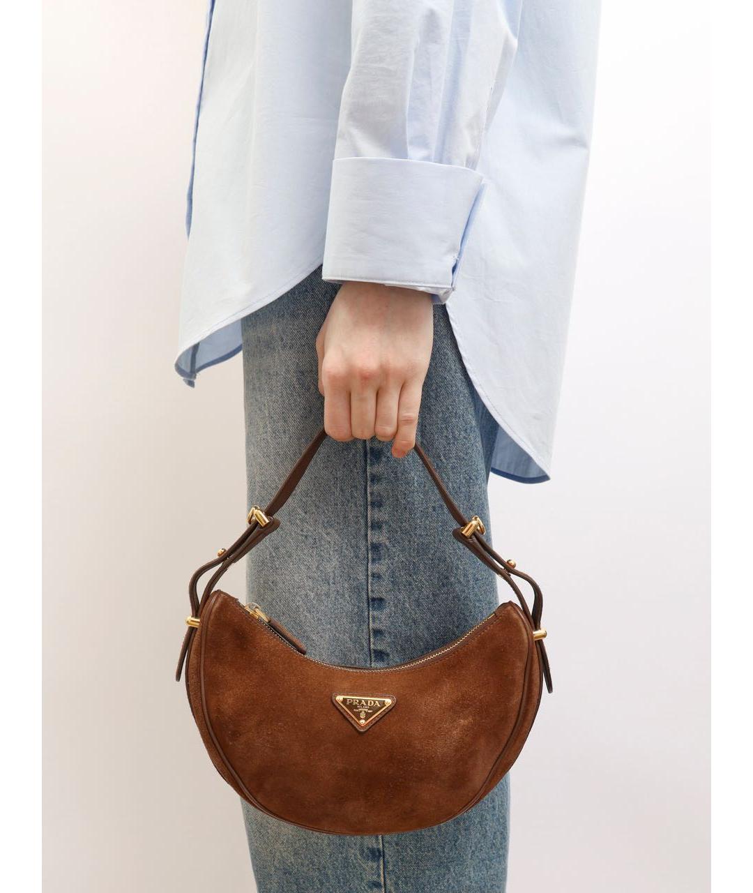 PRADA Коричневая замшевая сумка через плечо, фото 2