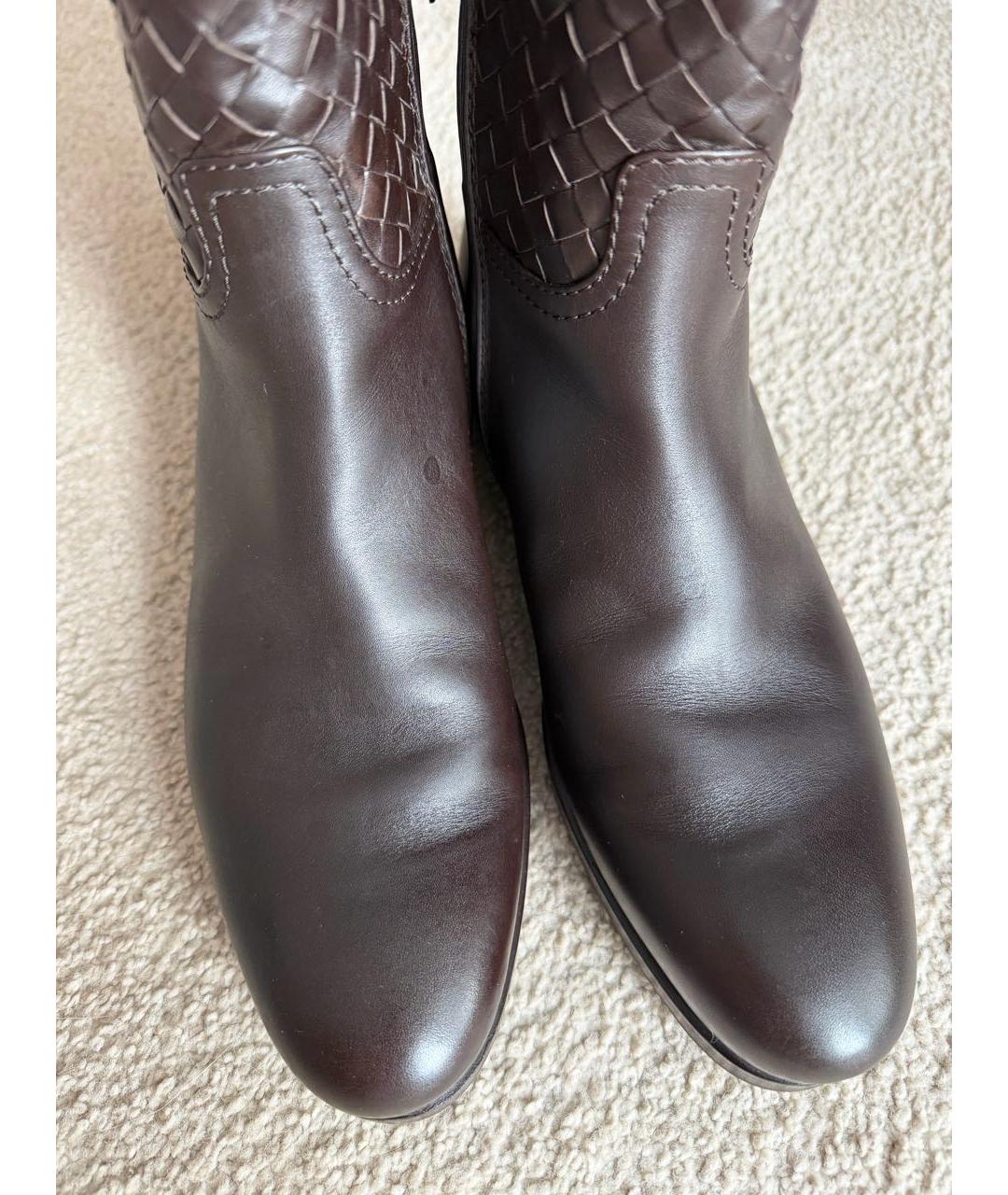 BOTTEGA VENETA Коричневые кожаные сапоги, фото 3