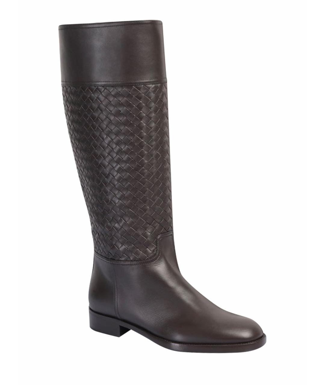 BOTTEGA VENETA Коричневые кожаные сапоги, фото 1