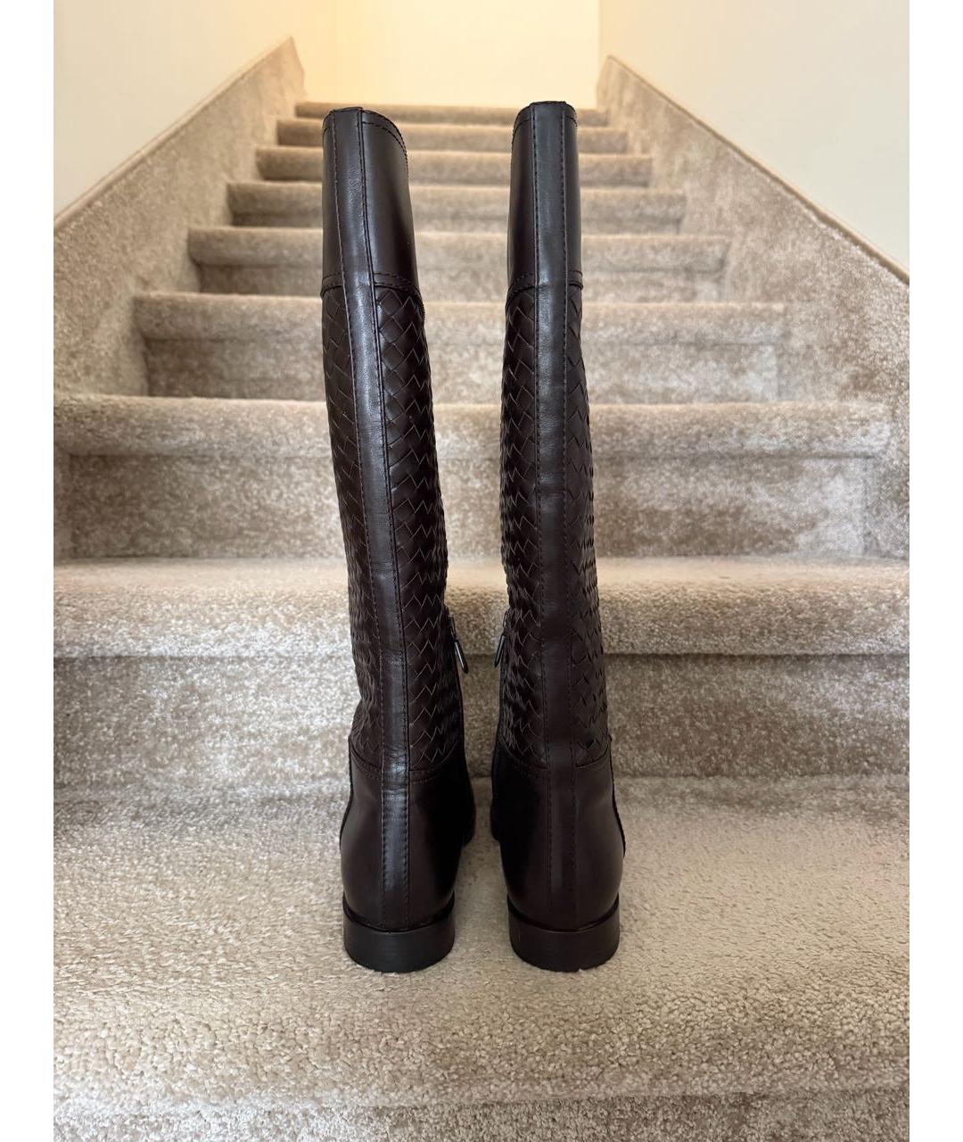 BOTTEGA VENETA Коричневые кожаные сапоги, фото 4