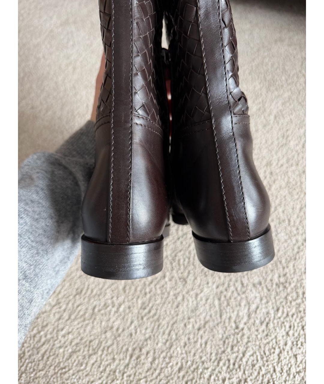 BOTTEGA VENETA Коричневые кожаные сапоги, фото 7