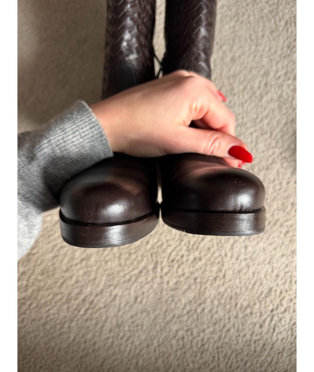 BOTTEGA VENETA Коричневые кожаные сапоги, фото 6