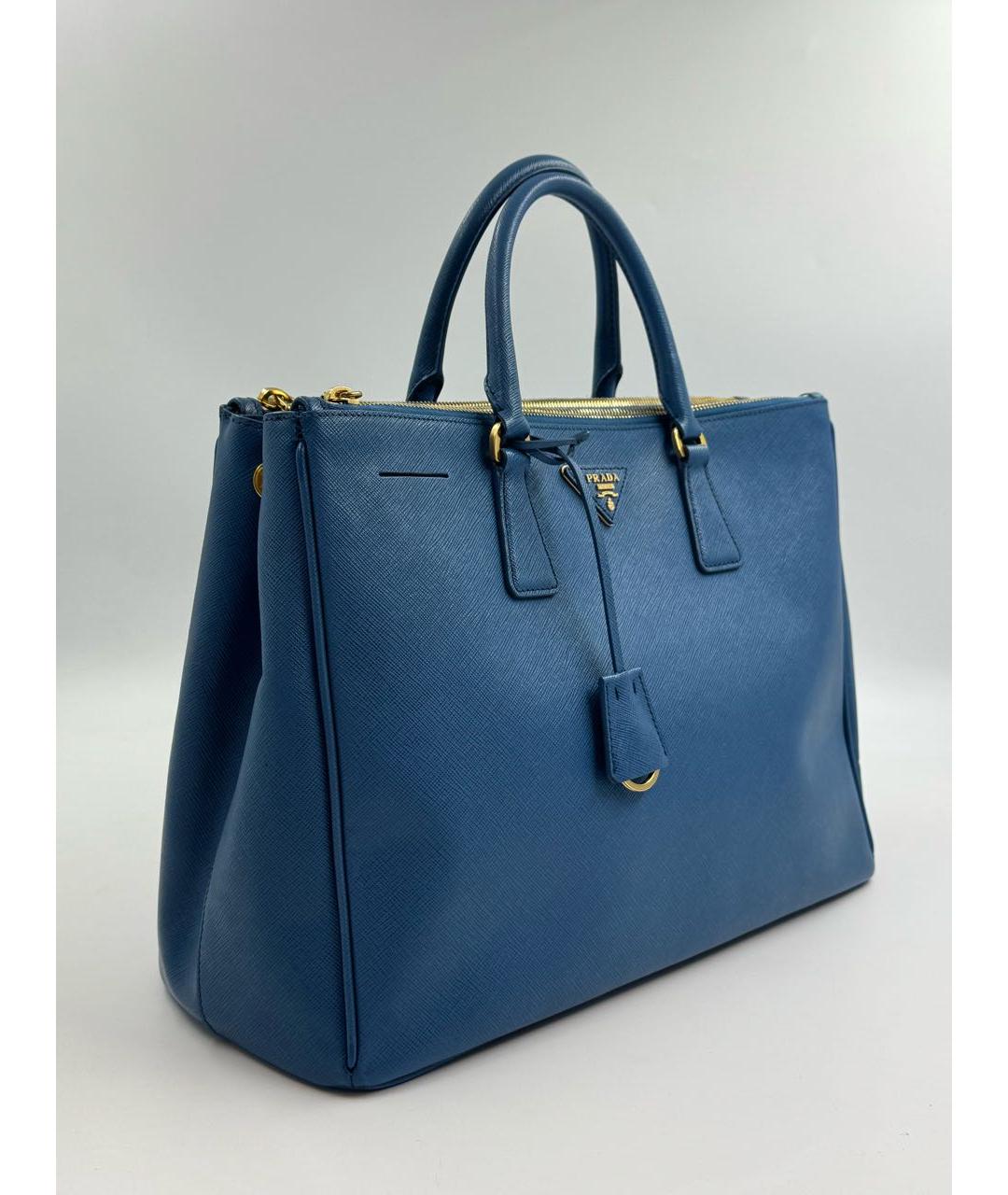 PRADA Голубая кожаная сумка тоут, фото 2