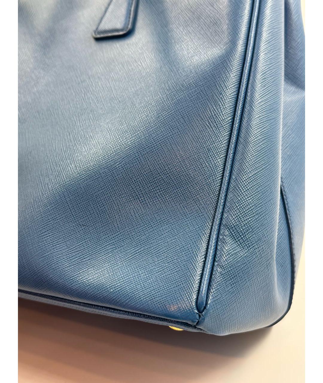 PRADA Голубая кожаная сумка тоут, фото 8