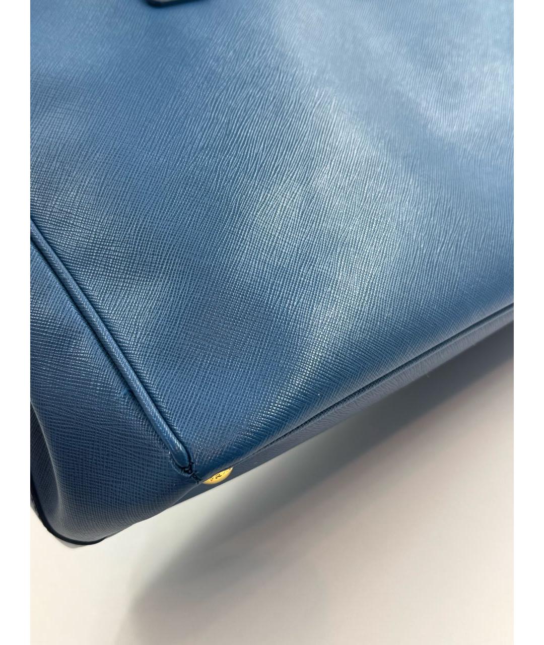 PRADA Голубая кожаная сумка тоут, фото 6