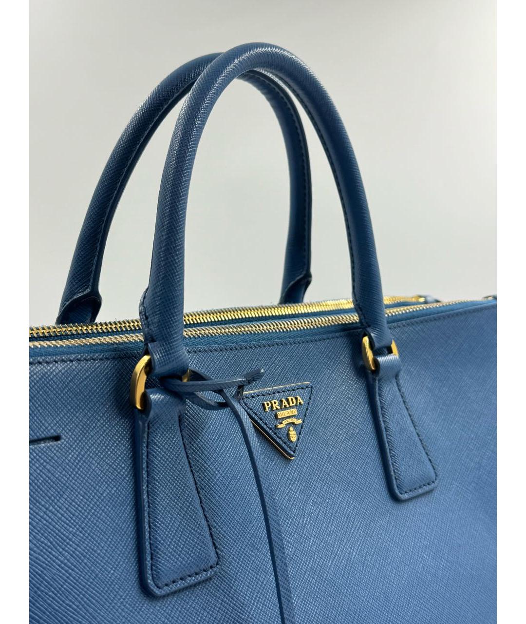 PRADA Голубая кожаная сумка тоут, фото 4