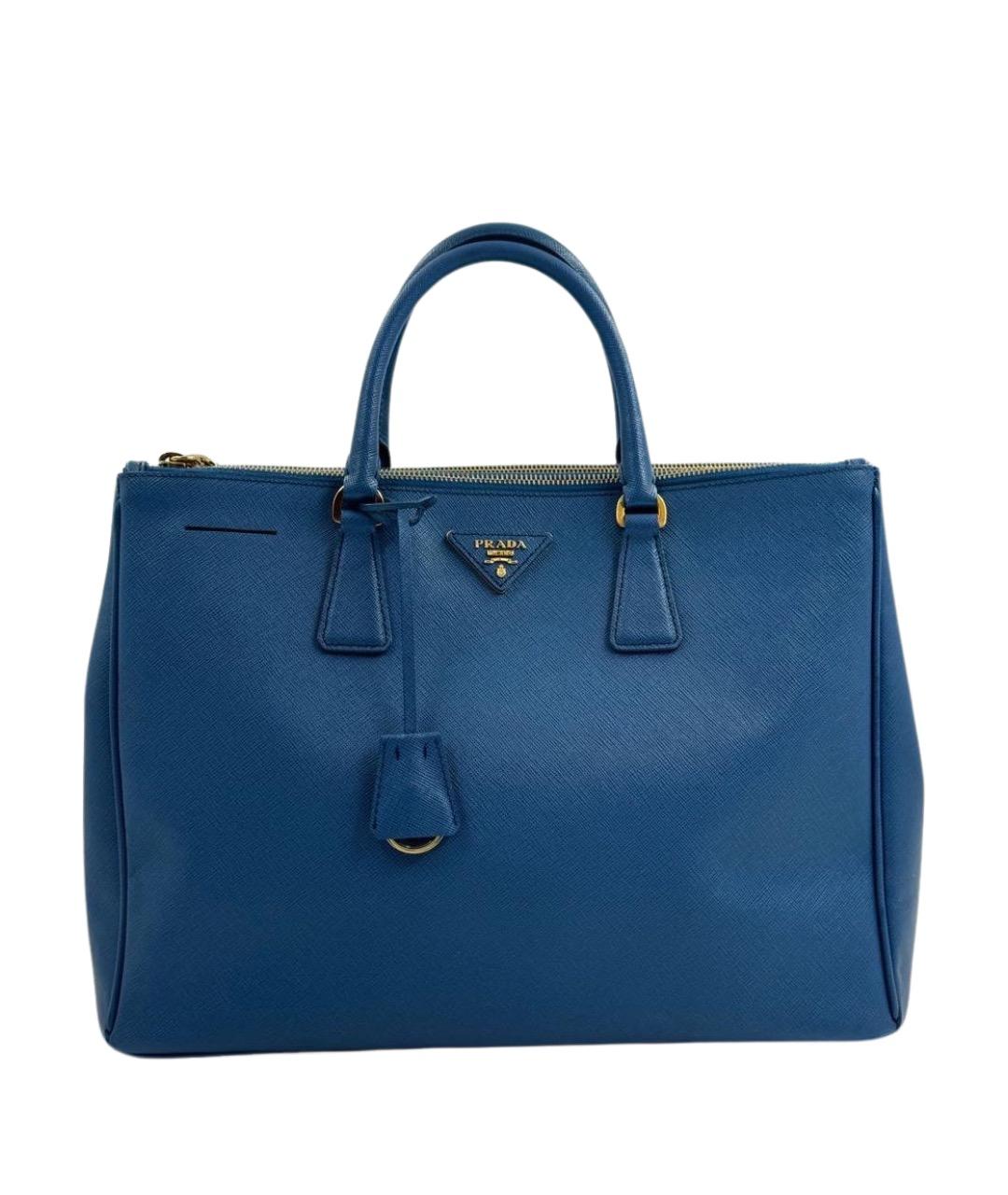 PRADA Голубая кожаная сумка тоут, фото 1