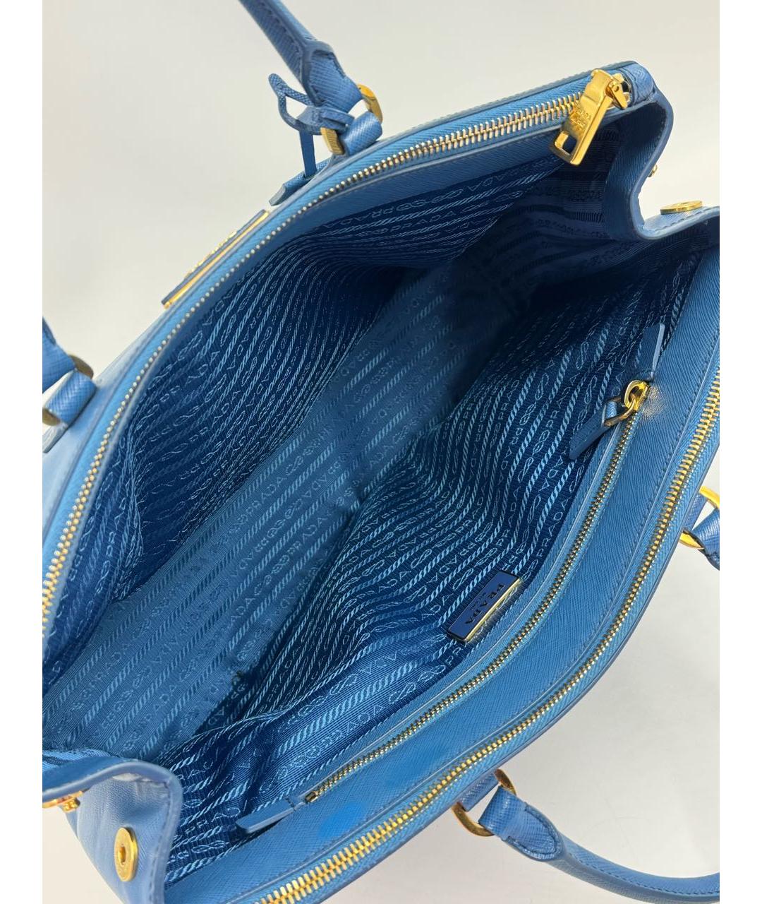 PRADA Голубая кожаная сумка тоут, фото 5