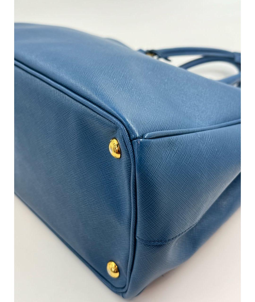 PRADA Голубая кожаная сумка тоут, фото 7