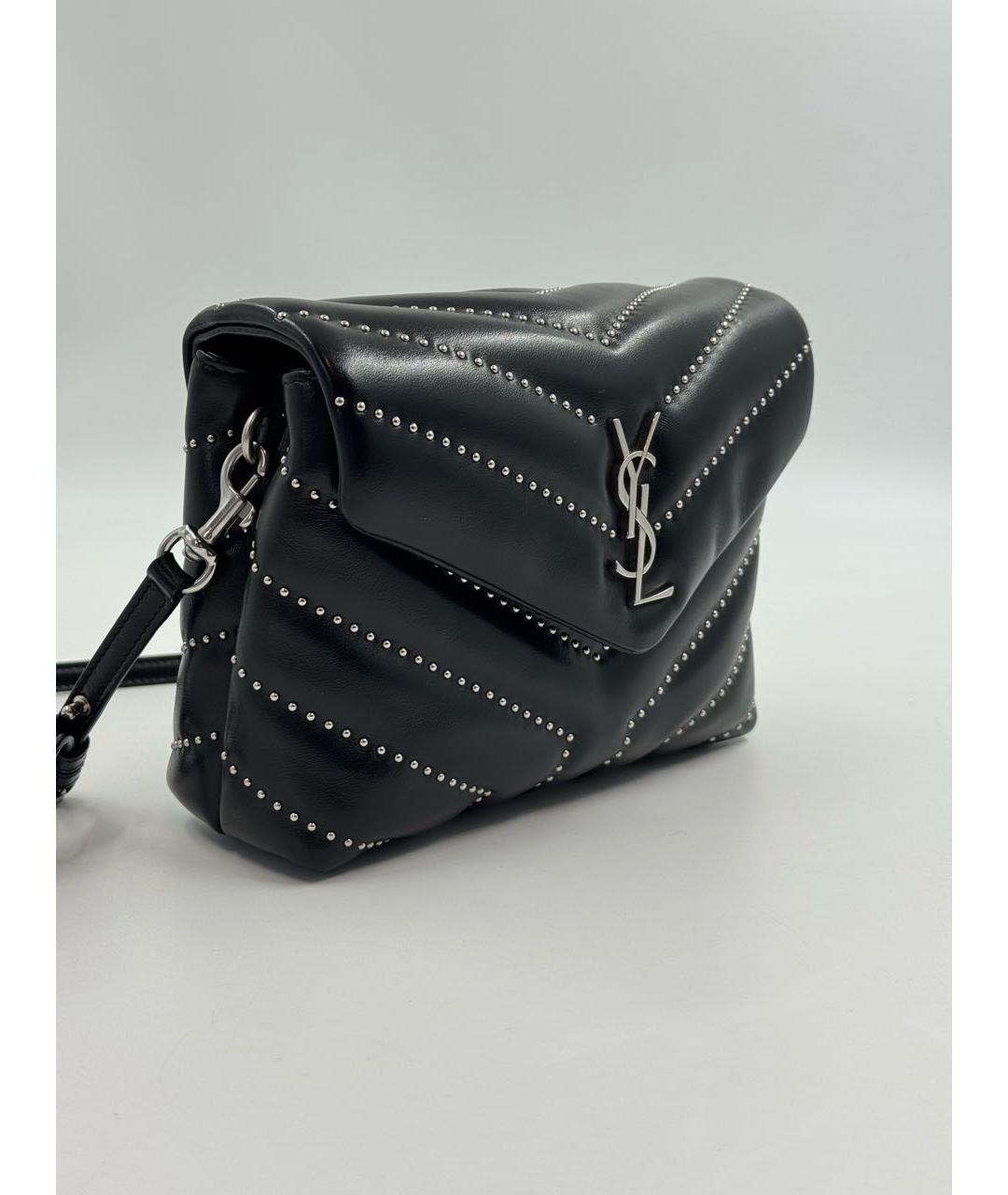 SAINT LAURENT Черная кожаная сумка через плечо, фото 2