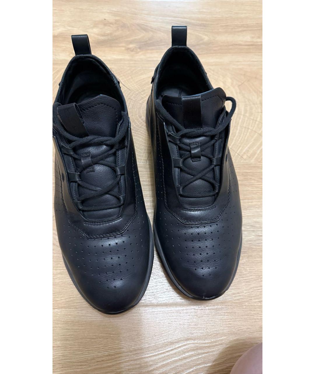 SANTONI Черные кожаные низкие кроссовки / кеды, фото 2