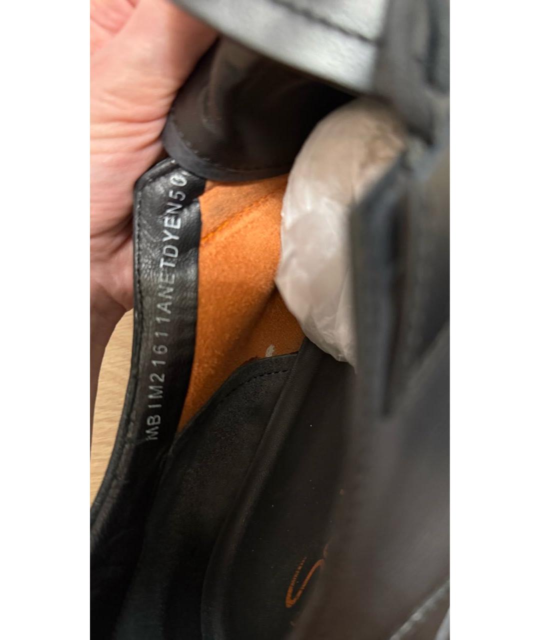 SANTONI Черные кожаные низкие кроссовки / кеды, фото 6