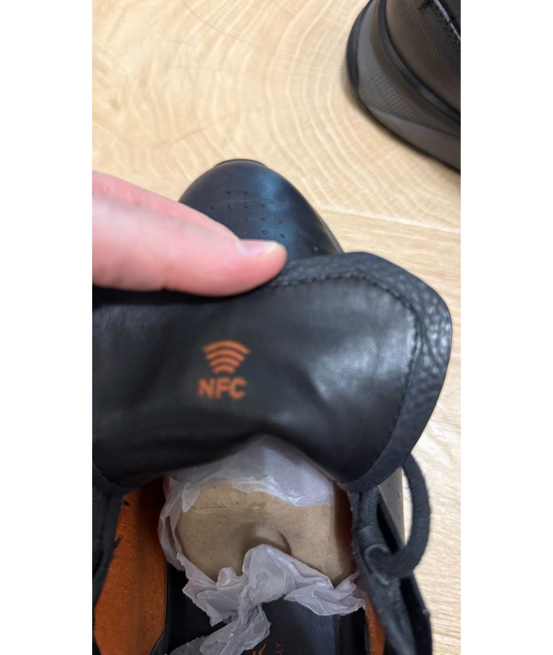 SANTONI Черные кожаные низкие кроссовки / кеды, фото 5