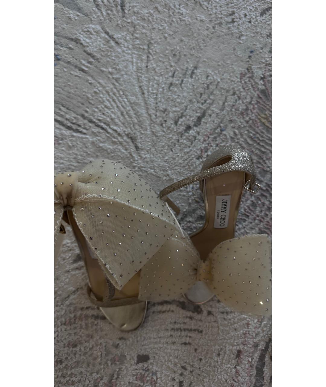 JIMMY CHOO Золотые босоножки, фото 4