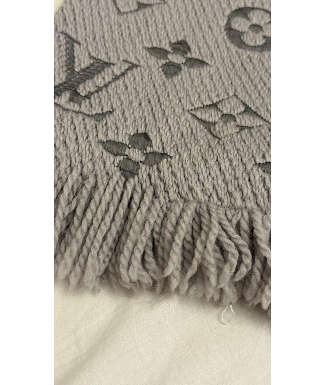 LOUIS VUITTON Серый шерстяной шарф, фото 3