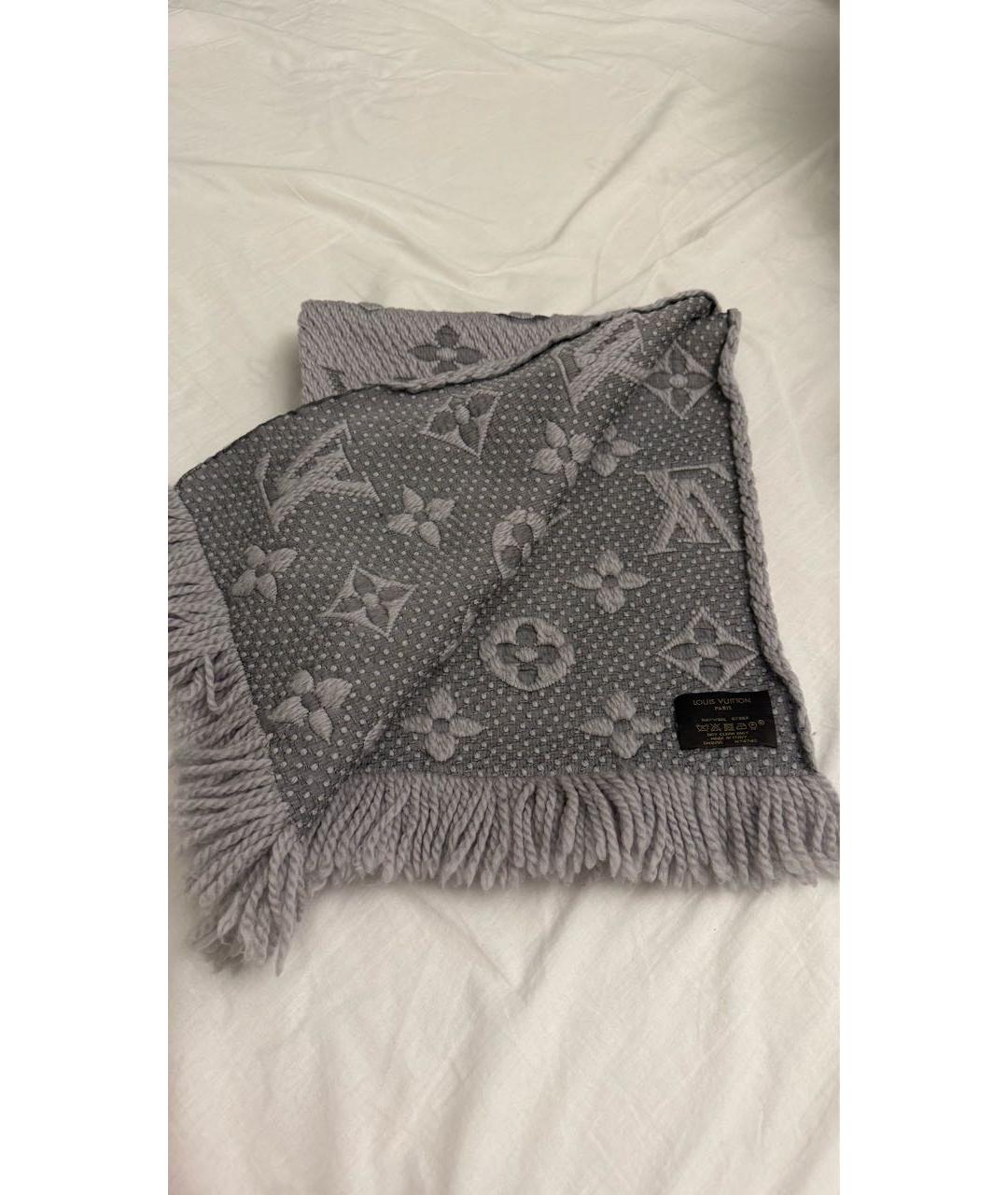 LOUIS VUITTON Серый шерстяной шарф, фото 2