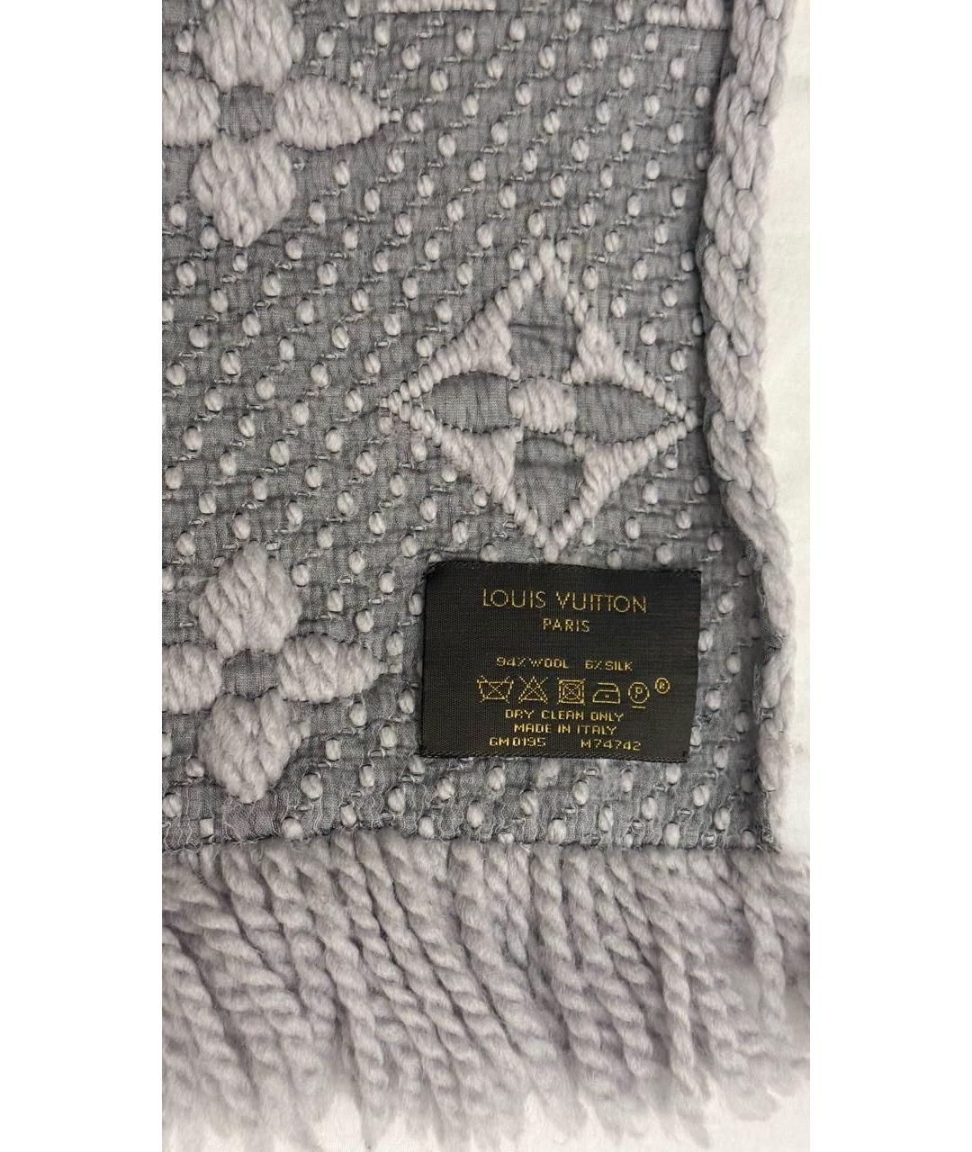 LOUIS VUITTON Серый шерстяной шарф, фото 4
