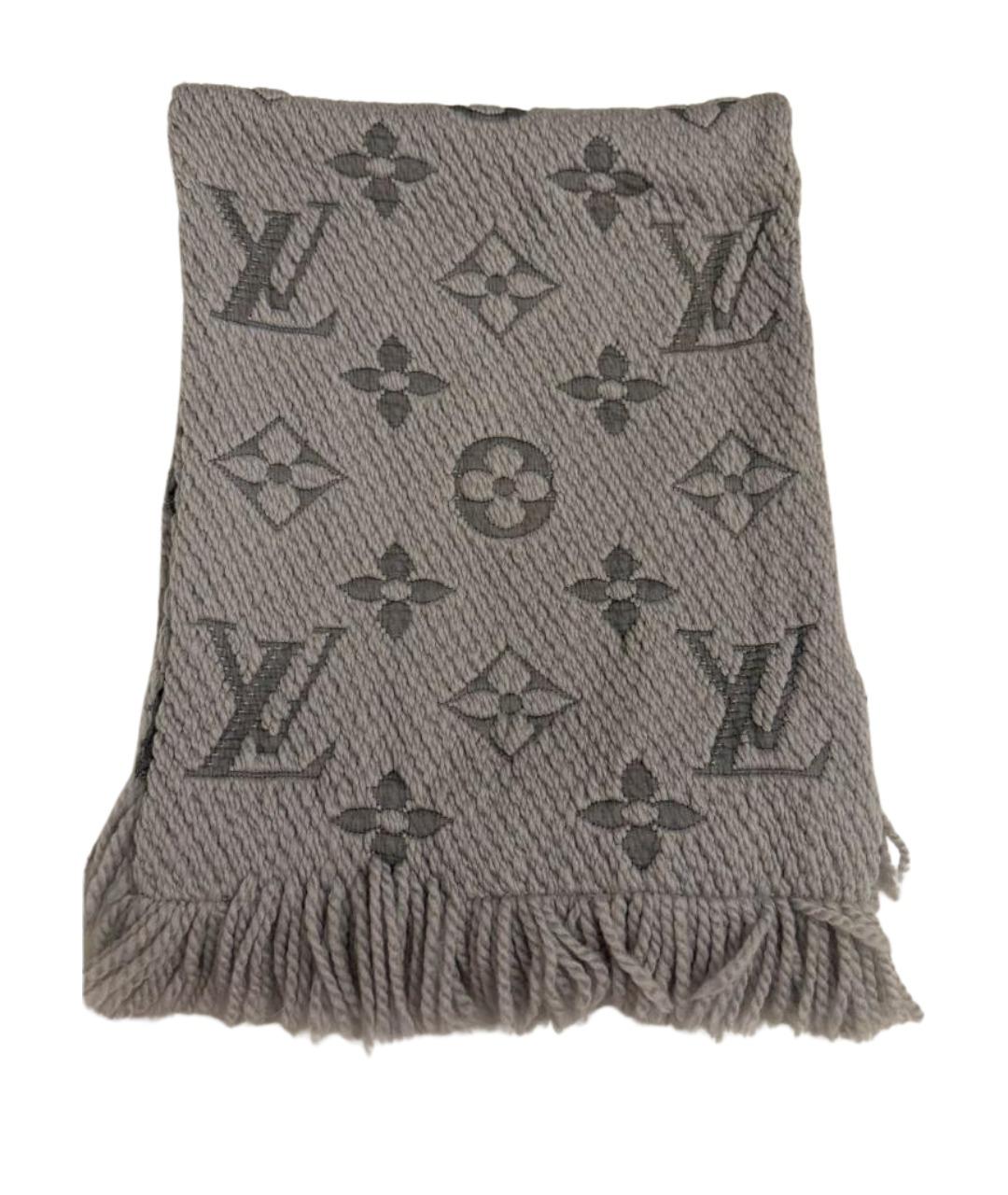 LOUIS VUITTON Серый шерстяной шарф, фото 1