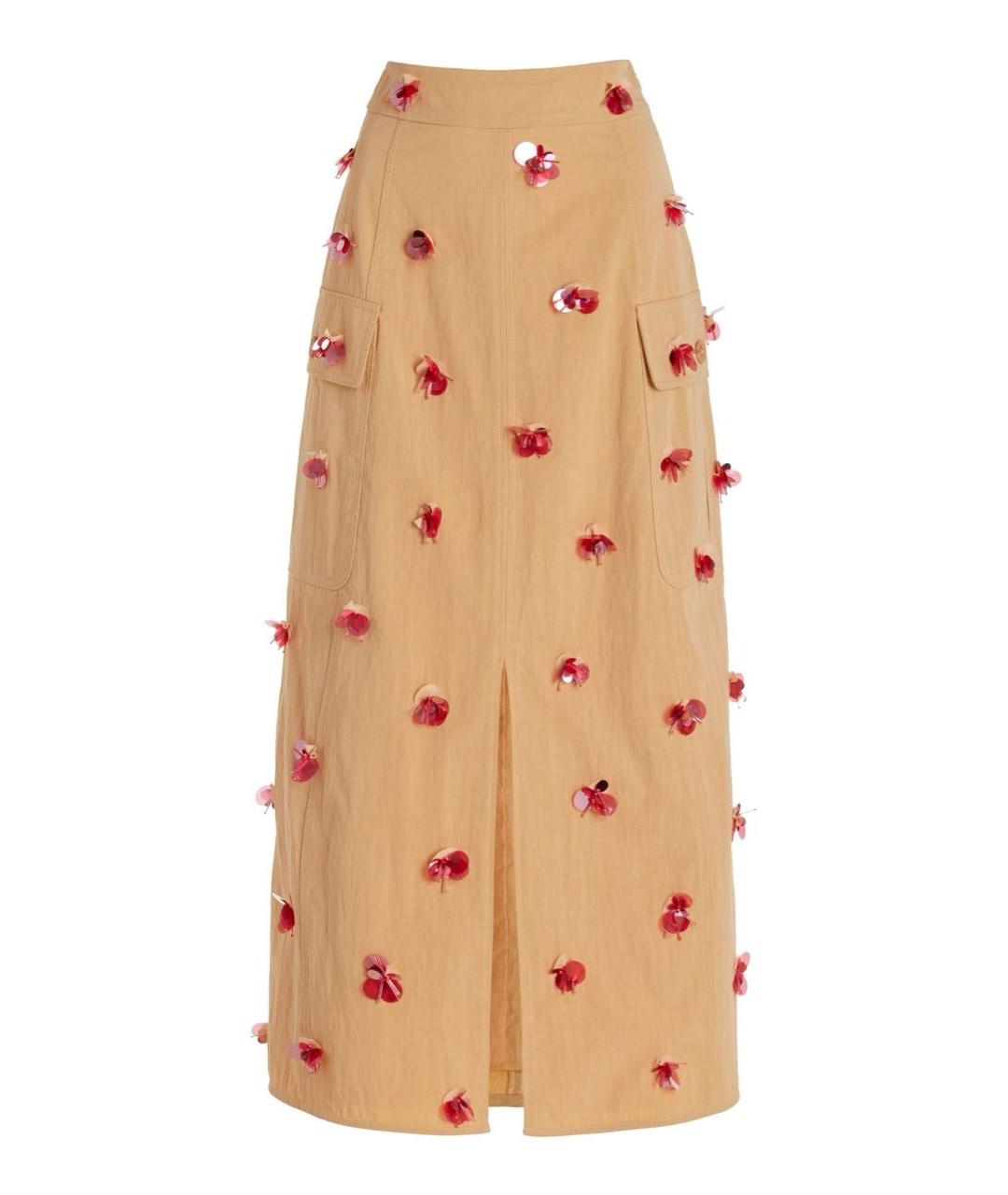 ULLA JOHNSON Горчичная хлопковая юбка миди, фото 5