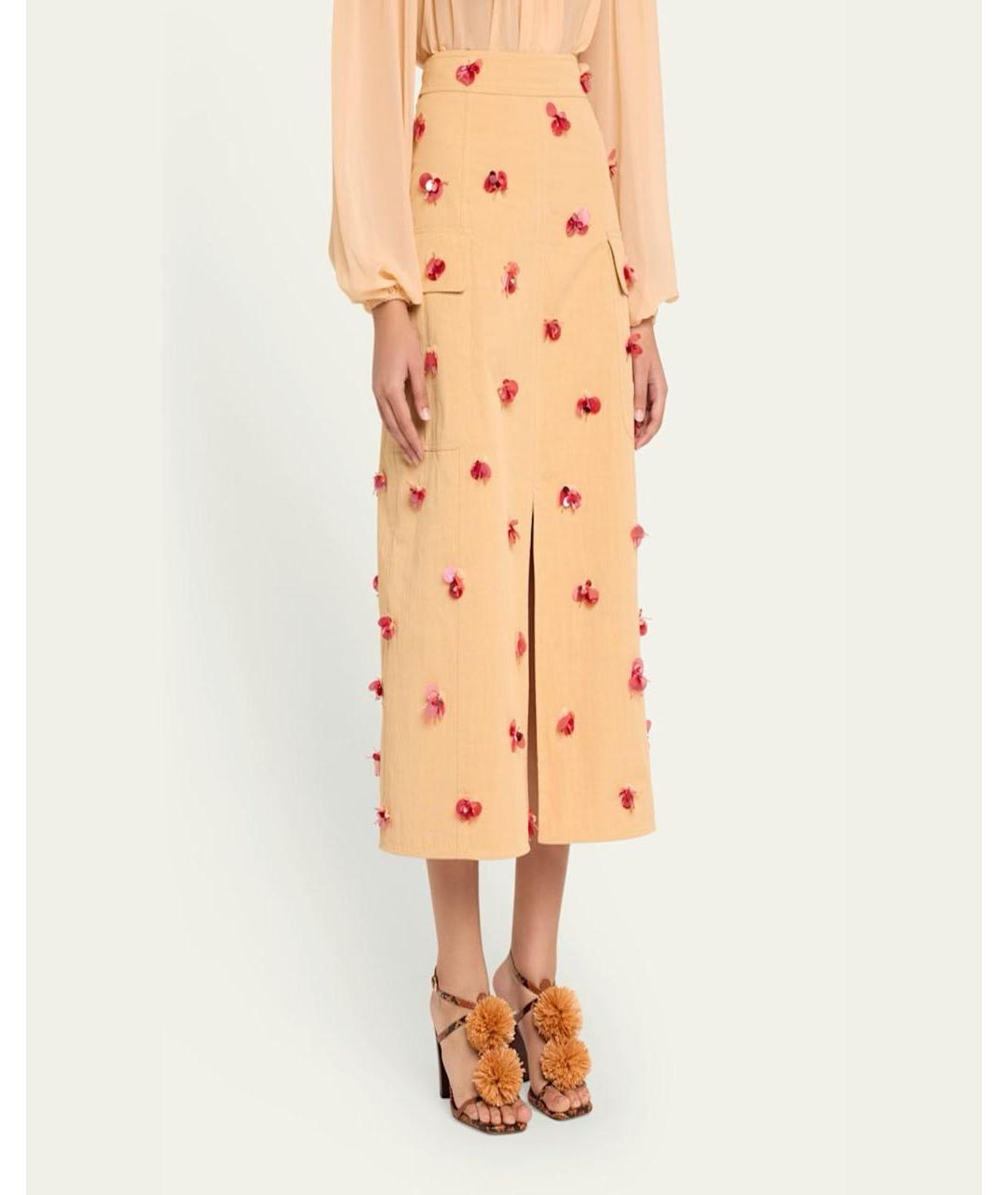 ULLA JOHNSON Горчичная хлопковая юбка миди, фото 6