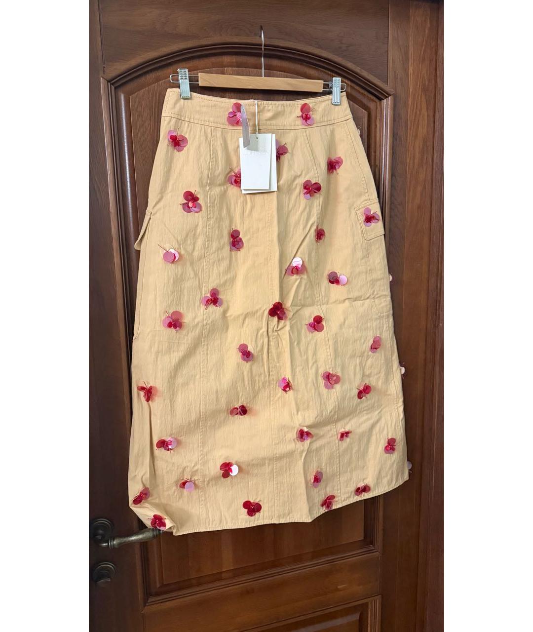 ULLA JOHNSON Горчичная хлопковая юбка миди, фото 9