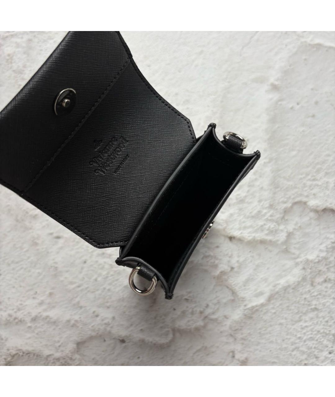 VIVIENNE WESTWOOD Черная кожаная сумка через плечо, фото 3