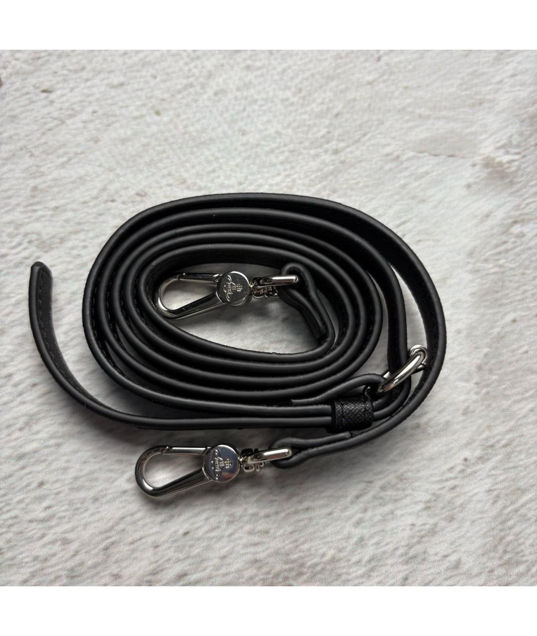 VIVIENNE WESTWOOD Черная кожаная сумка через плечо, фото 5