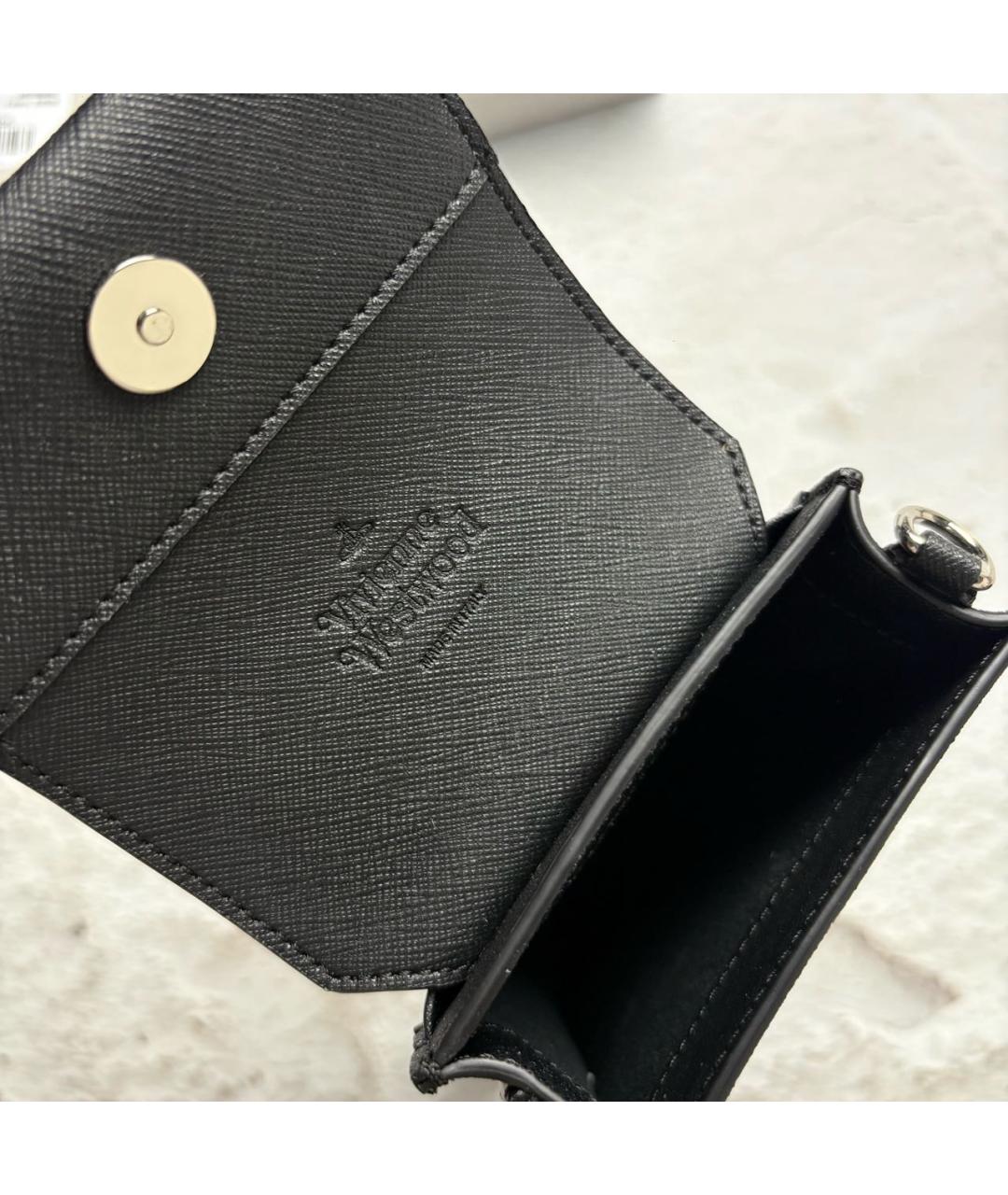 VIVIENNE WESTWOOD Черная кожаная сумка через плечо, фото 6