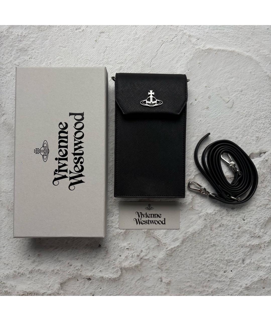 VIVIENNE WESTWOOD Черная кожаная сумка через плечо, фото 7