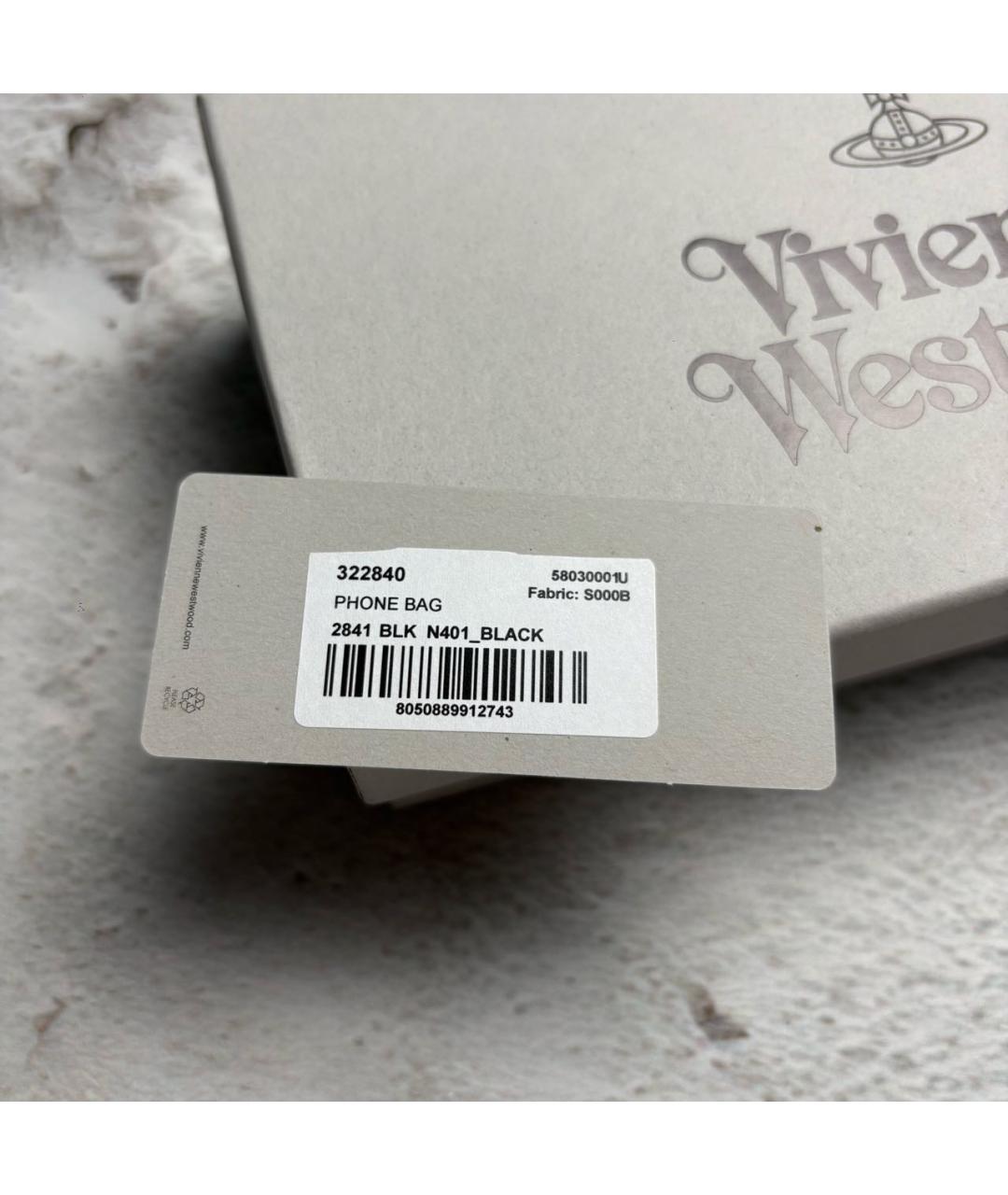 VIVIENNE WESTWOOD Черная кожаная сумка через плечо, фото 8