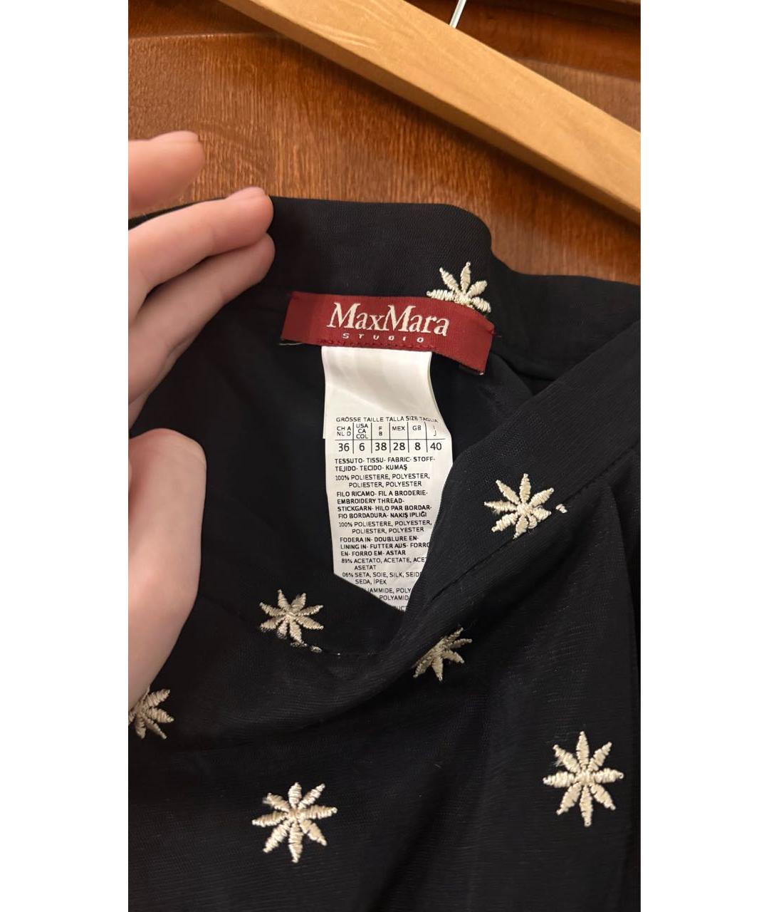 MAX MARA STUDIO Черная полиамидовая юбка миди, фото 3