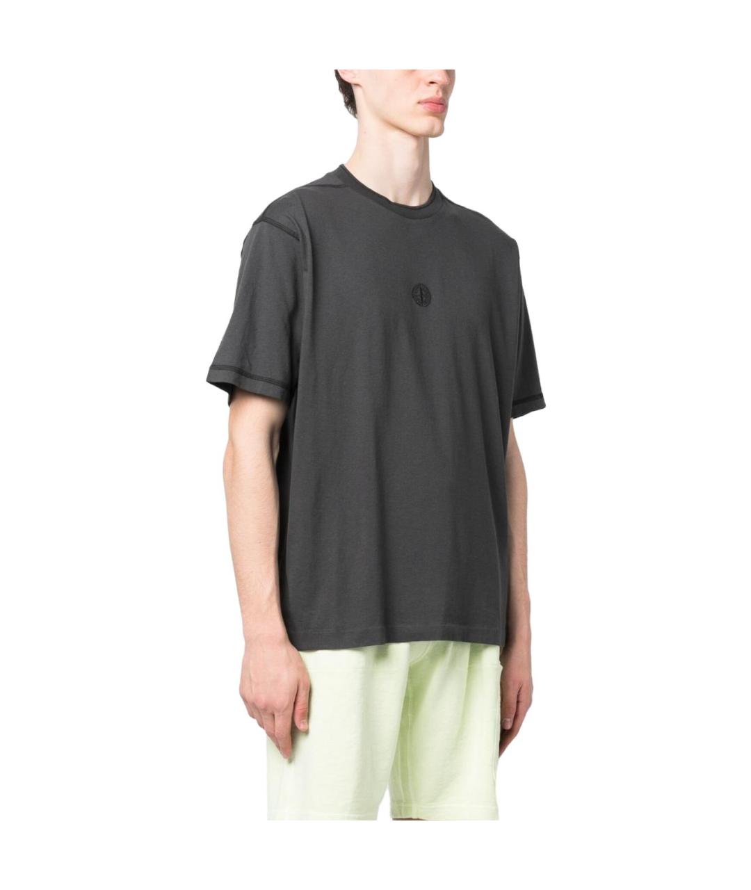 STONE ISLAND Серая футболка, фото 4