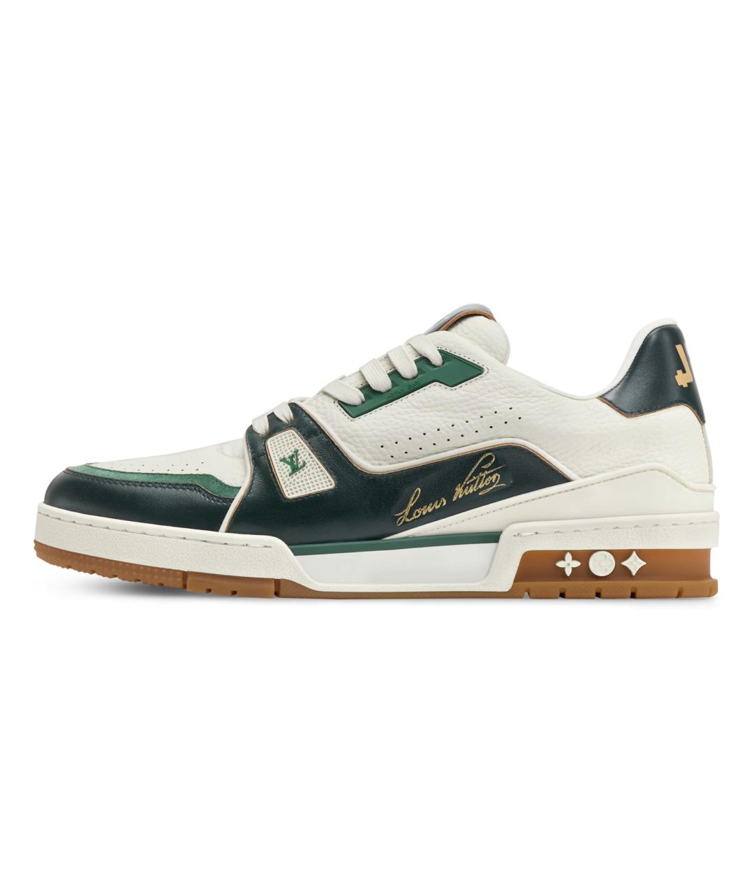 LOUIS VUITTON Зеленые кожаные низкие кроссовки / кеды, фото 2