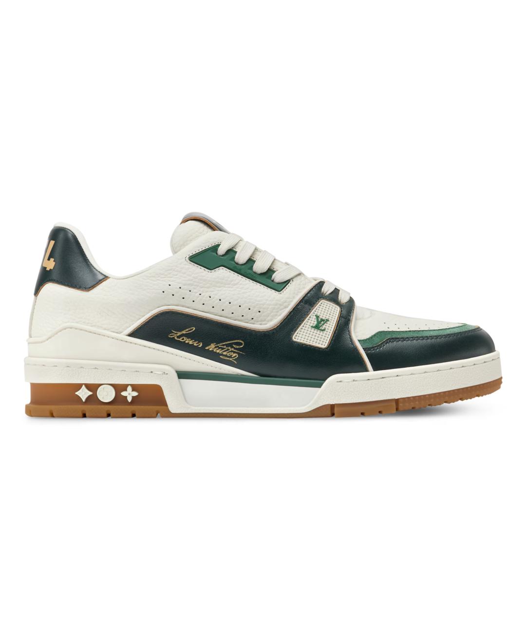 LOUIS VUITTON Зеленые кожаные низкие кроссовки / кеды, фото 1