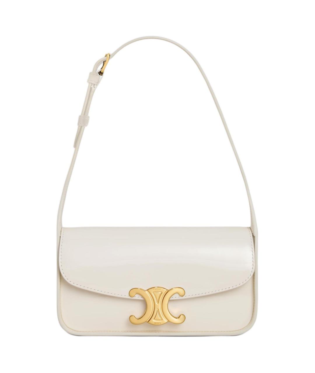 CELINE Белая кожаная сумка через плечо, фото 5