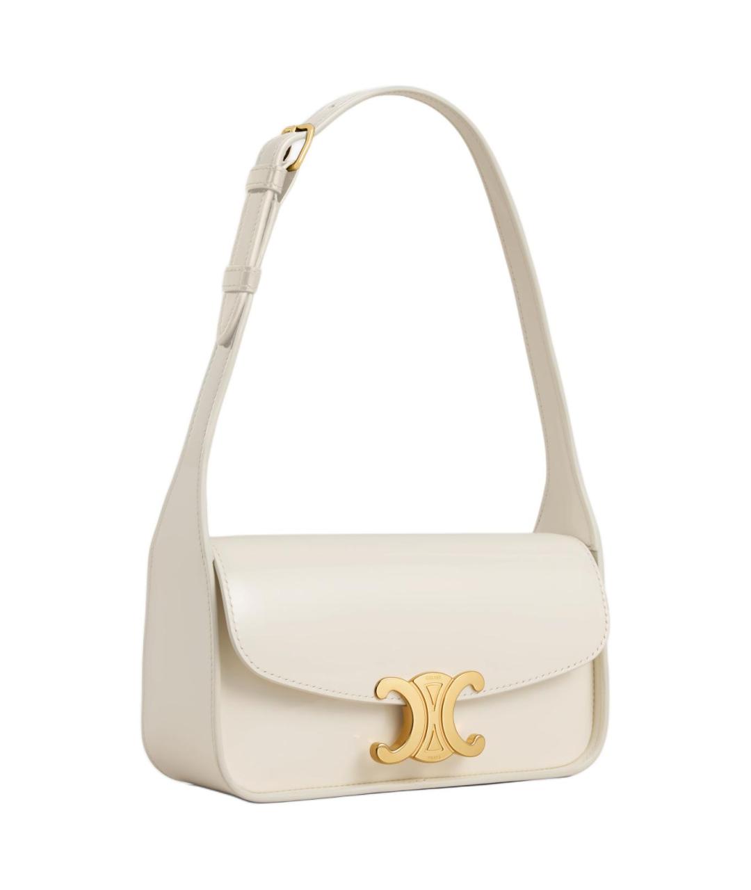 CELINE Белая кожаная сумка через плечо, фото 2