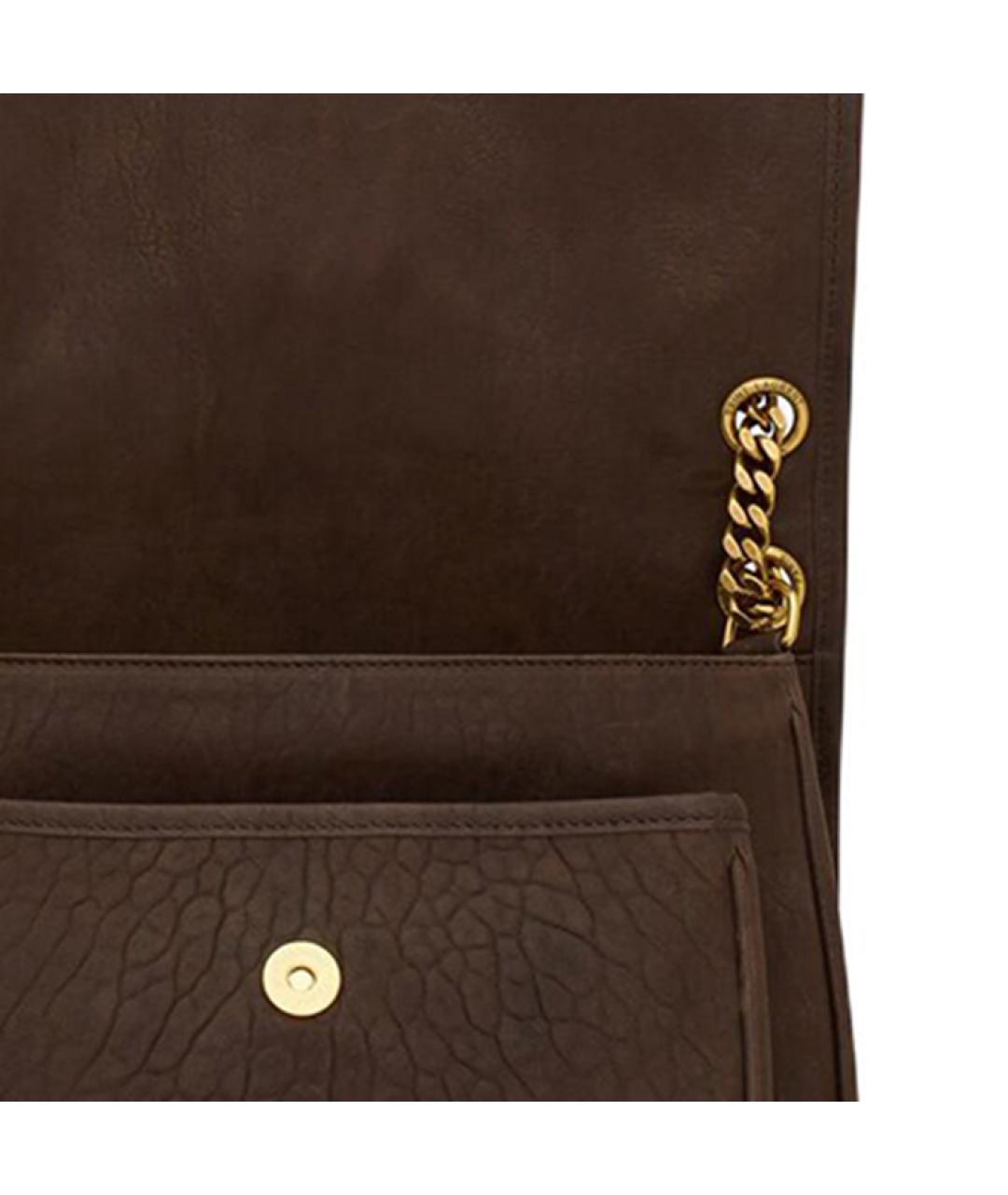 SAINT LAURENT Коричневая кожаная сумка через плечо, фото 5