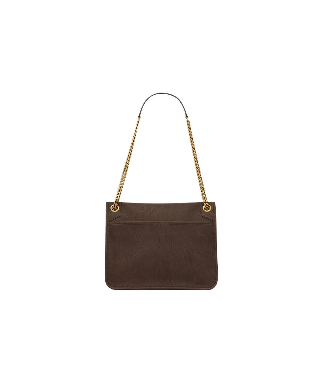 SAINT LAURENT Коричневая кожаная сумка через плечо, фото 3