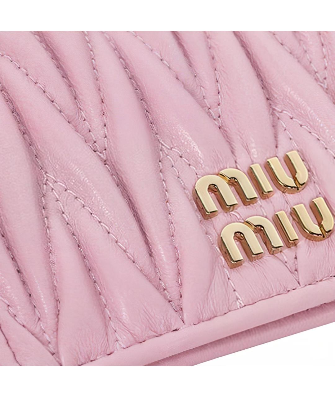 MIU MIU Розовый кожаный кардхолдер, фото 5