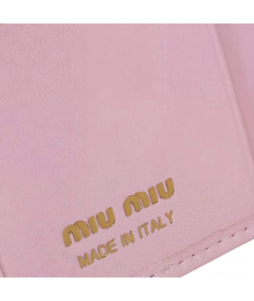 MIU MIU Розовый кожаный кардхолдер, фото 4