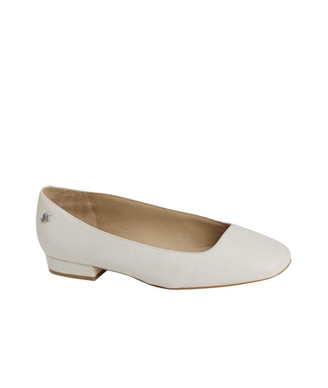 RALPH LAUREN Бежевые кожаные балетки, фото 1