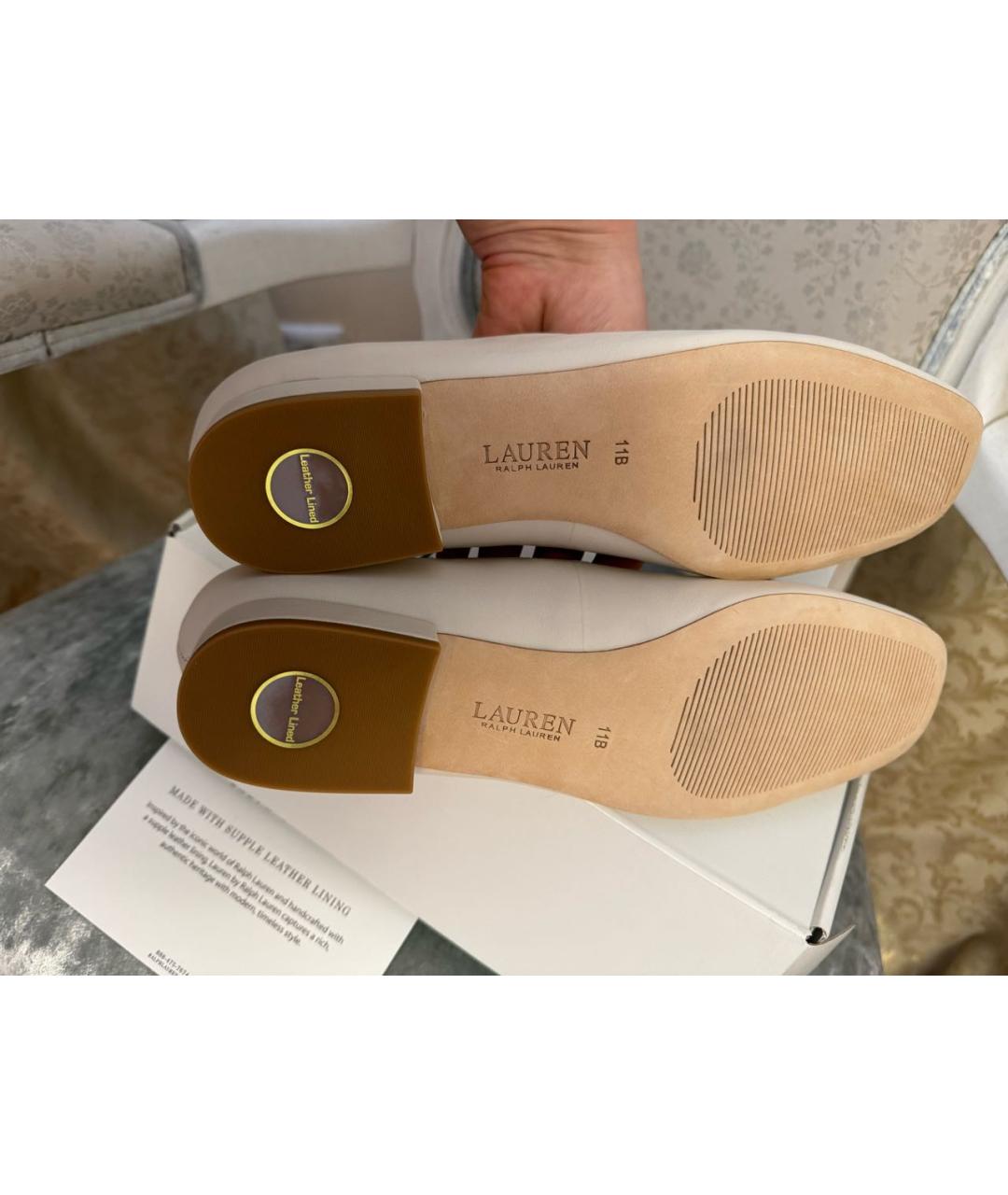 RALPH LAUREN Бежевые кожаные балетки, фото 7