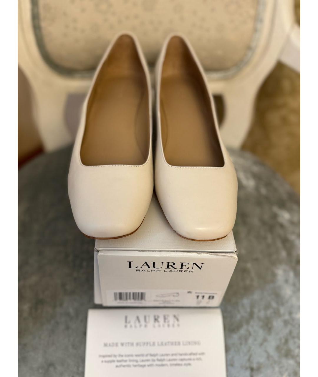 RALPH LAUREN Бежевые кожаные балетки, фото 2